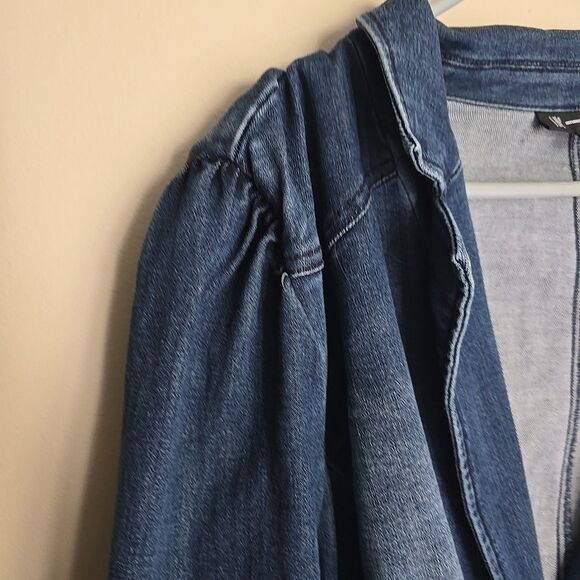 I.N.C. International Concepts Puff-Sleeve Denim Blazer 4X Jeans Jacket Womens - Picture 4 of 8